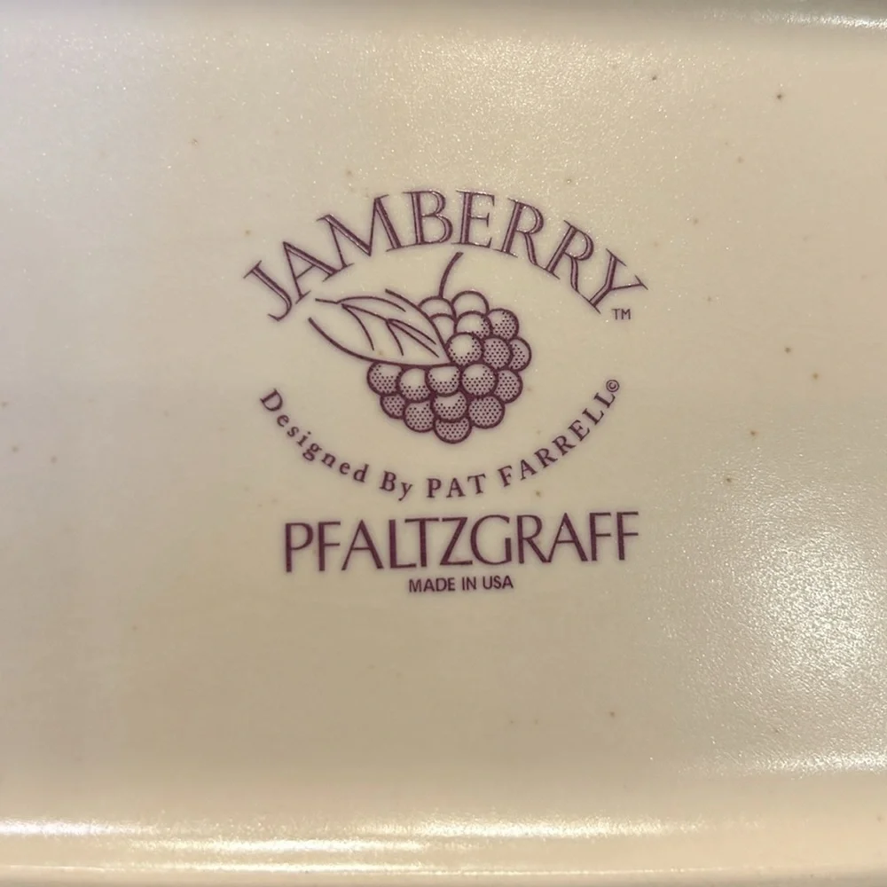 Pfaltzgraff Jamberry Rectangular Plate Platter Cream & Green w/ Fruit EUC - Picture 3 of 4